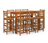 vidaXL Solid Wood Acacia Garden Bar Set 9 Piece Wooden Bar Table and Stool