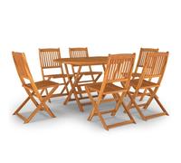 vidaXL Solid Wood Acacia Garden Dining Set 7 Piece Dinner Table and Chair