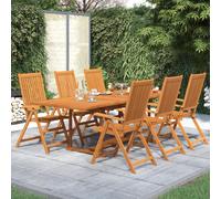 vidaXL Solid Wood Acacia Garden Dining Set 7 Piece Dinner Table and Chair