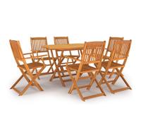 vidaXL Solid Wood Acacia Garden Dining Set 7 Piece Dinner Table and Chair