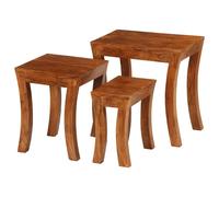 vidaXL Solid Wood Acacia Nesting Table Set 3 Pieces Wooden Living Room Furniture