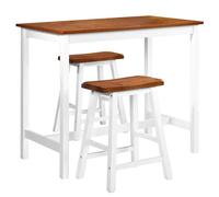 vidaXL Solid Wood Bar Table and Stool Set 3 Piece Kitchen Dining Furniture vidaX