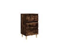 vidaXL Solid Wood Bed Cabinet with Legs Smoked Oak Bedside Side Table