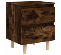 vidaXL Solid Wood Bed Cabinet with Legs Smoked Oak Bedside Storage Cabinet