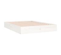 vidaXL Solid Wood Bed Frame Home Bedroom Decorative Wooden Platform Bed Base Frame Bedstead Mattress Foundation White 135x190 cm 4FT6 Double