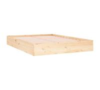vidaXL Solid Wood Bed Frame Home Bedroom Furniture Decorative Wooden Platform Bed Base Frame Bedstead Mattress Foundation 140x190 cm