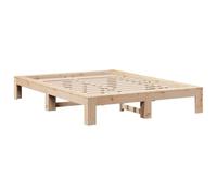 vidaXL Solid Wood Bed, Wooden Bed without Mattress, Bed Frame with Slatted Frame, Bed Double Bed for Bedroom, 140 x 190 cm, Pine Wood