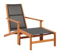 vidaXL Solid Wood Eucalyptus Garden Chair with Footrest Textilene Furniture