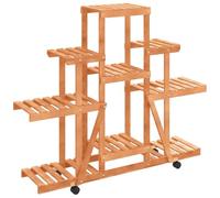 (light brown, 110 x 25 x 101 cm/with wheels) vidaXL Flower Stand Plant Stand Flower Pot Holder Planter Rack Solid Wood Fir