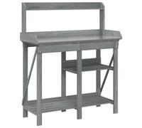 vidaXL Solid Wood Fir Grey Potting Bench-Garden Table with Shelves/Zinc-Top/Durable Iron/Outdoor Gardening Station