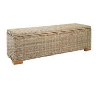 vidaXL Solid Wood Mahogany Storage Box 110 cm Natural Kubu Rattan Hall Bench