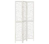 vidaXL Solid Wood Paulownia 3-Panel Room Divider - Office Privacy Screen/Bedroom Partition, White, 220cm Height