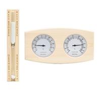 vidaXL Solid Wood Pine 2 in 1 Sauna Hygrothermograph and Sand Timer Set Wooden Thermometre Hygrometre Sand Timer Hourglass Sand Clock