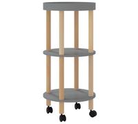 vidaXL Solid Wood Pine 3-tier Trolley Grey Engineered Wood Wooden Drink Cart