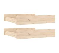 vidaXL Solid Wood Pine Bed Drawers-Brown Bedroom Storage Unit Pair, Untreated Finish, Easy Movement Wheels, 90x78x18 cm