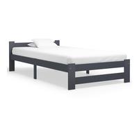Bed Frame Dark Grey Solid Pine & Plywood 100x200 cm Sturdy Classic with Slats UK [EEK: A]