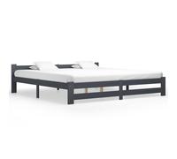 vidaXL Solid Wood Pine Bed Frame Dark Grey 200x200 cm Wooden Bedstead Bed Base
