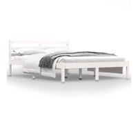 vidaXL Solid Wood Pine Bed Frame Home Indoor Bedroom Living Room Platform Pallet Bedstead Bed Base Furniture 135x190 cm White 4FT6 Double