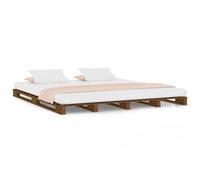 vidaXL Solid Wood Pine Bed Frame Honey Brown 140x190 cm Wooden Platform Bed
