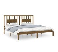 vidaXL Solid Wood Pine Bed Frame Honey Brown 200x200 cm Bedstead Bed Base