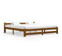 vidaXL Solid Wood Pine Bed Frame Honey Brown 200x200 cm Bedstead Bed Base