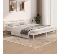vidaXL Solid Wood Pine Bed Frame Platform Bed Base Pallet Bed Wooden Bedstead Home Indoor Bedroom Furniture Accessory 180x200 cm White 6FT Super King
