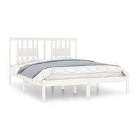 vidaXL Solid Wood Pine Bed Frame White 140x200 cm Bedstead Platform Bed Frame
