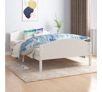 vidaXL Solid Wood Pine Bed Frame White 160x200 cm Slatted Frame Bed Furniture