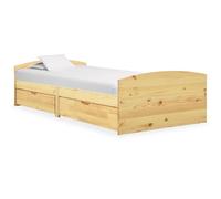 vidaXL Solid Wood Pine Bed Frame with 2 Drawers 90x200 cm Home Wooden Bedstead