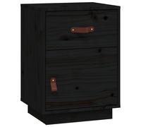 vidaXL Solid Wood Pine Bedside Cabinet Black Nightstand End Table Bed Cabinet