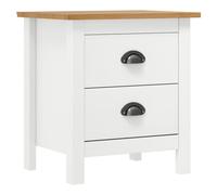 vidaXL Solid Wood Pine Bedside Cabinet Hill White Wooden Sideboard Bed Stand
