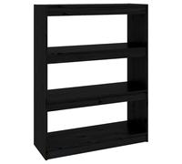 Vidaxl Book Cabinet/Room Divider Black 80X30X103.5 Cm Solid Wood Pine, Black