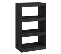 vidaXL Solid Wood Pine Book Cabinet/Room Divider Black Wooden Room Partition