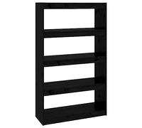 vidaXL Solid Wood Pine Book Cabinet/Room Divider Indoor Office Storage Bookcase Cabinet Room Partition Book Rack Shelf Home Organiser Furniture Black