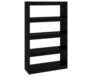 vidaXL Solid Wood Pine Book Cabinet/Room Divider Indoor Office Storage Bookcase Cabinet Room Partition Book Rack Shelf Home Organiser Furniture Black