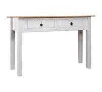 vidaXL Solid Wood Pine Console Table White Panama Range Drawers Hall Table