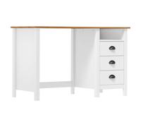 vidaXL Solid Wood Pine Desk Hill with 3 Drawers 120x50x74 cm Writing Desk