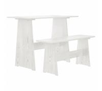 Vidaxl Dining Table With Bench White Solid Pinewood, White