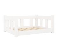vidaXL Solid Wood Pine Dog Bed Indoor Wooden Pet Sofa Puppy Dog Couch Frame Kennel Bed Pet Couch with Supporting Sidewall White 65.5x50.5x28 cm