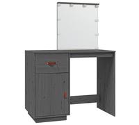 vidaXL Solid Wood Pine Dressing Table with LED Bedroom Dressing Makeup Vanity De