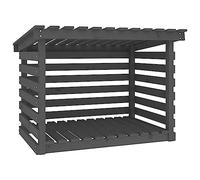 vidaXL Solid Wood Pine Firewood Rack Grey - Rustic Log Store with Ample Storage and Drying Feature - Ideal for Indoor/Outdoor Use