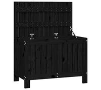 vidaXL Solid Wood Pine Garden Storage Box Wooden Outdoor Patio Storage Chest Blanket Box Tool Chest Cushion Storage Case Black 76x42.5x54 cm