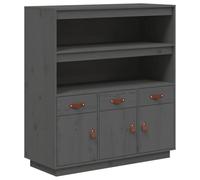 vidaXL Highboard Grey 100x40x108.5 cm Solid Wood Pine UK NEW