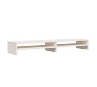 vidaXL Solid Wood Pine Monitor Stand Wooden Desktop Riser Display Shelf Desk Cabinet Laptop Screen Stand Dual Monitor Table Bedroom Furniture White