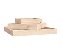 vidaXL Solid Wood Pine Planter Outdoor Pot Wooden Raised Bed Garden Flower Pot Stand Vegetable Bed Herb Growing Pyramid 83x83x27 cm