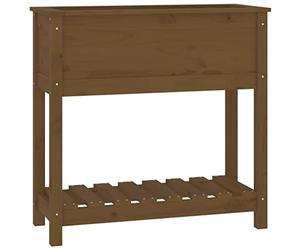 vidaXL Solid Wood Pine Planter with Shelf - Honey Brown, Raised Bed Design, Ample Planting Space, Ergonomic Working Height, Easy Assembly for Living Room, Balcony & Patio