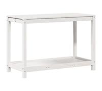 vidaXL Solid Wood Pine Potting Table - White Outdoor Workbench with Open Shelf, Ventilated Slat Design, for Garden/Patio/Terrace, 108x50x75 cm, 50 kg Load