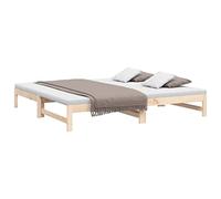 vidaXL Solid Wood Pine Pull-out Day Bed Bedroom Living Room Wooden Guest Sleepover Overnight Occasional Sofa Bed Daybed Couch 2x(100x200) cm