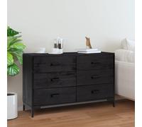 vidaXL Solid Wood Pine Sideboard Black 110x35x70 cm Recycled Home Organiser