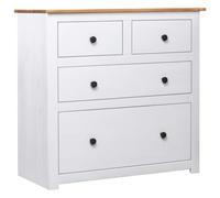 vidaXL Solid Wood Pine Sideboard White Panama Range Drawer Cabinet Nightstand